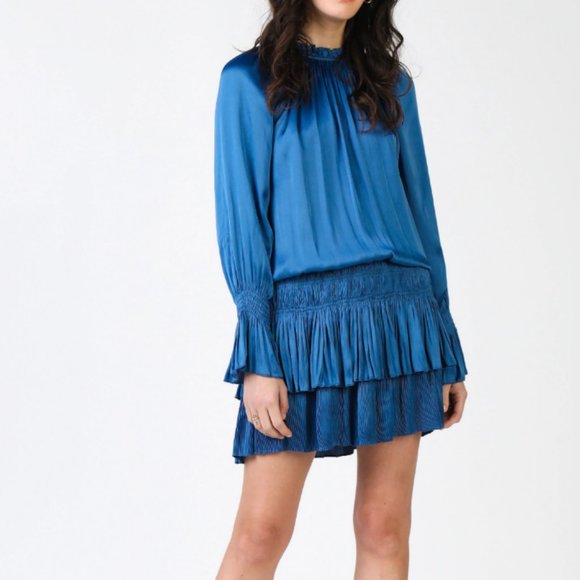 Current Air High Neck Pleated Skirt Dress Size Small in Cobalt blue - Picture 2 of 8